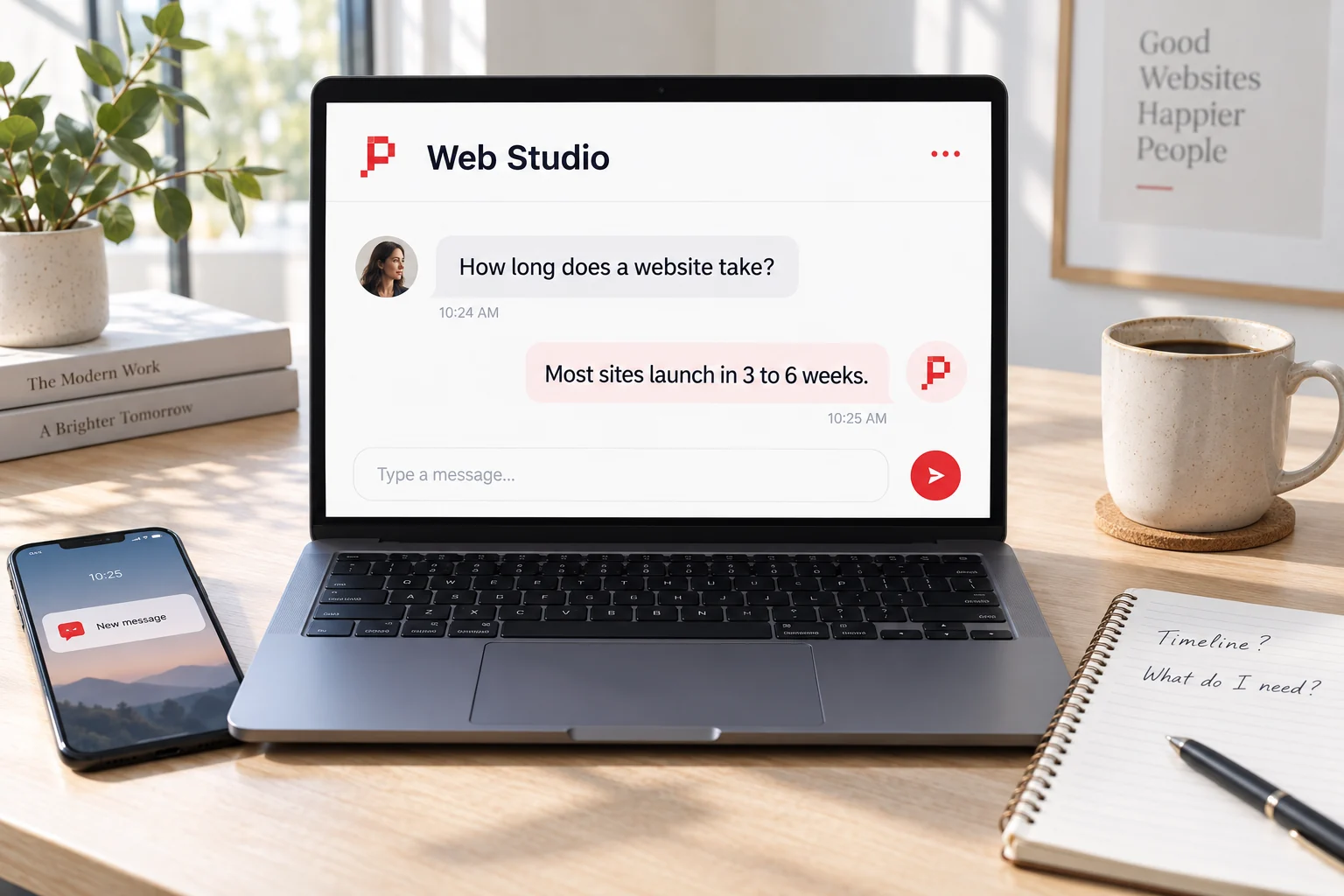 Talking with a client about their website project