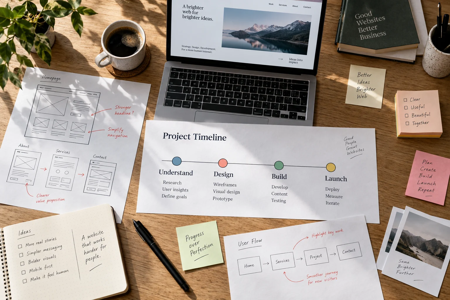 Planning a website project: wireframes, design and timeline