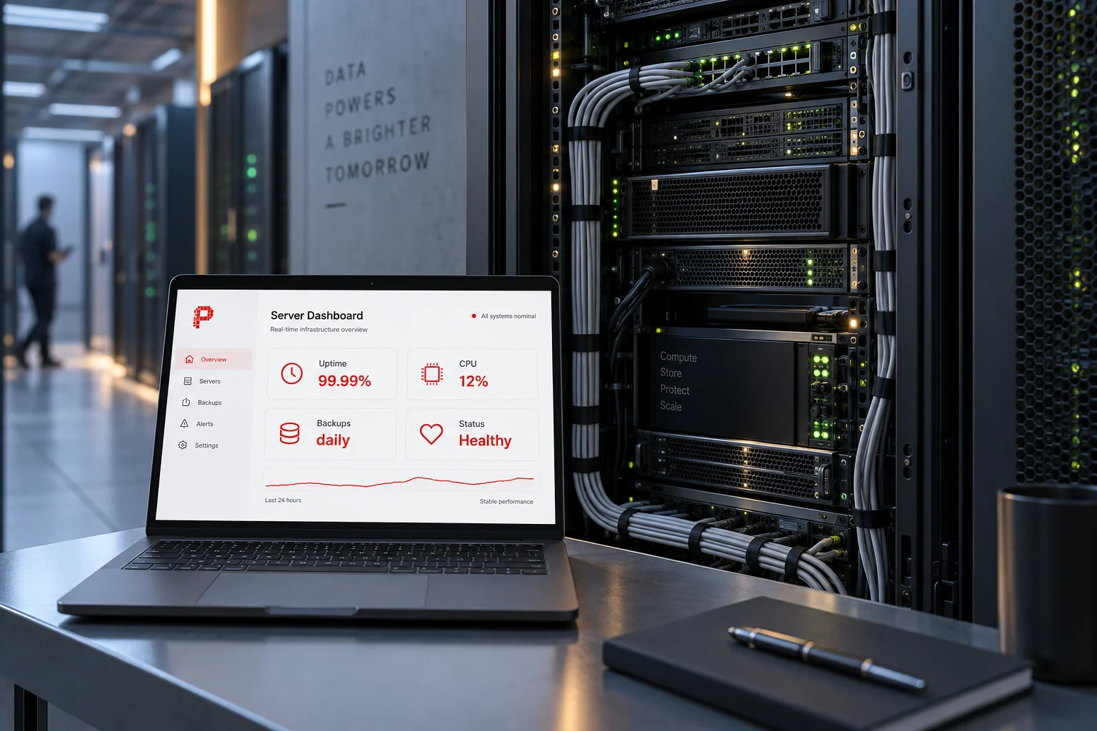 Managed dedicated server with a live health dashboard