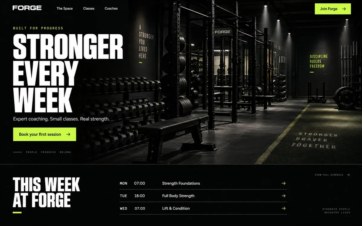 forgefitness.com demo website design