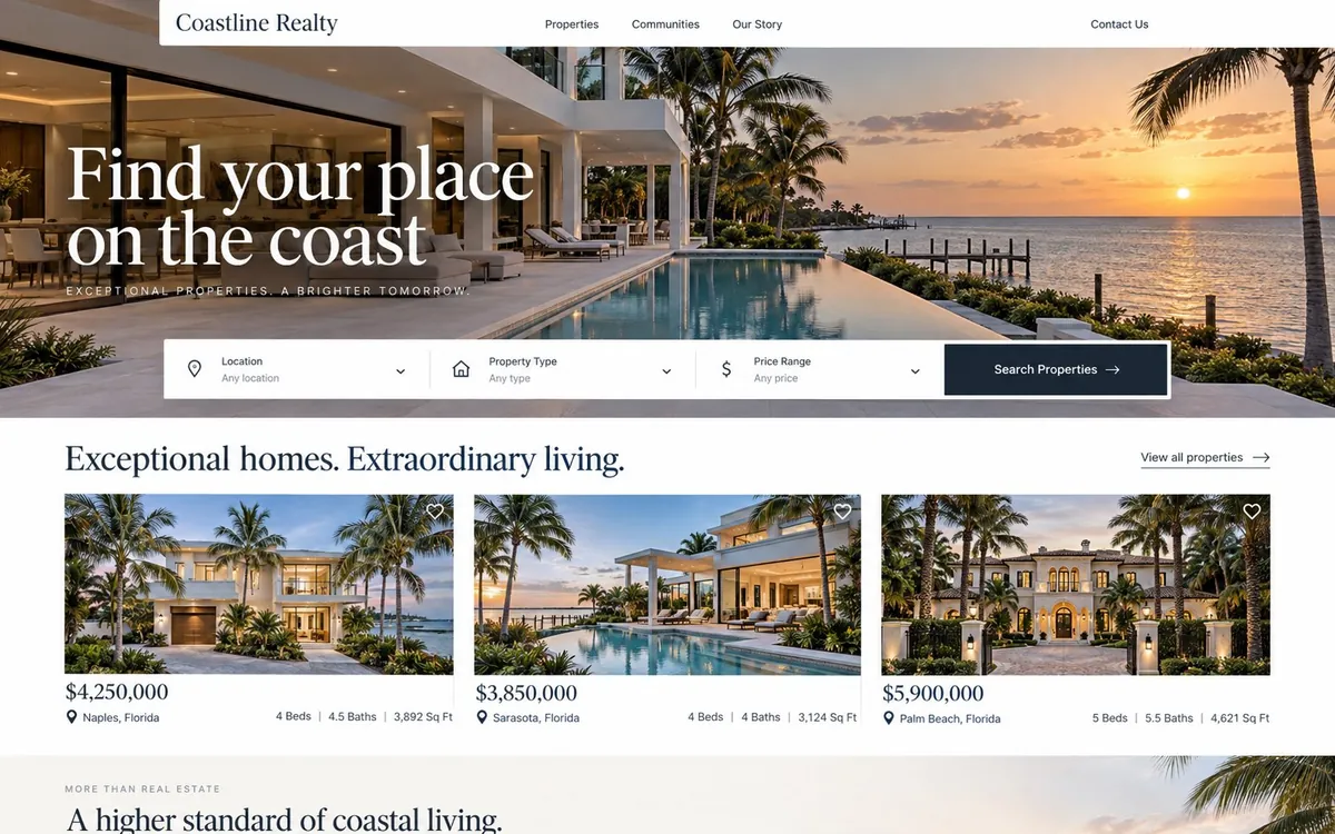 coastlinerealty.com website design