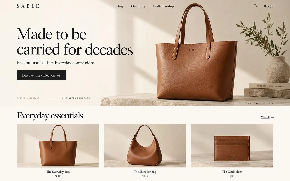 sablegoods.com demo website design