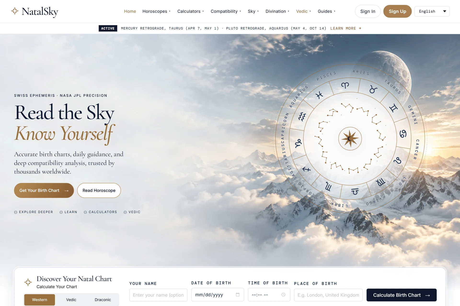 NatalSky website